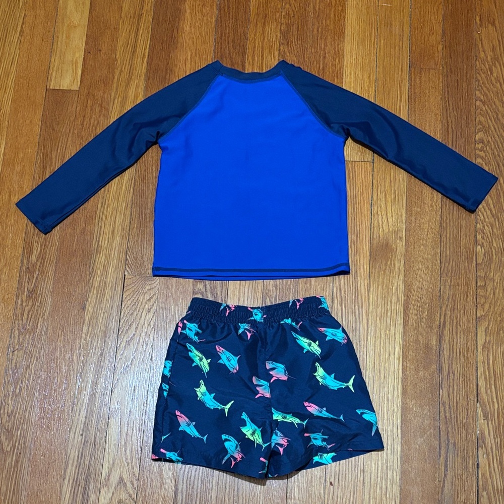 Jumping Beans Navy Shark Rashguard Set - Picture 3 of 5